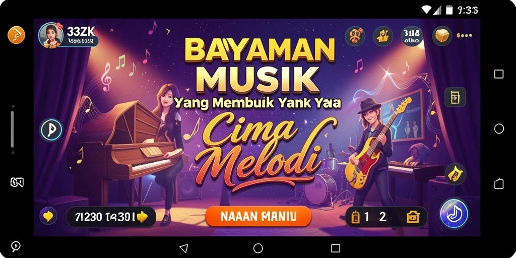 Tampilan gameplay 33ZK yang menarik dengan ritme musik yang seru.