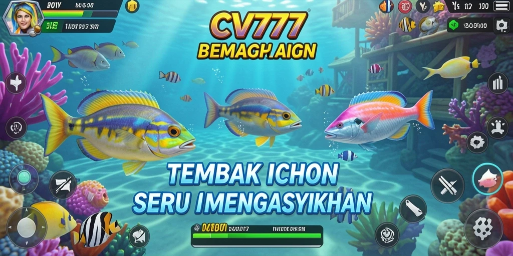 Screenshot gameplay CV777 dengan aksi tembak ikan yang seru.