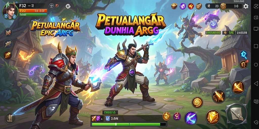 Tangkapan layar F32 menunjukkan aksi seru dalam pertempuran ARPG.