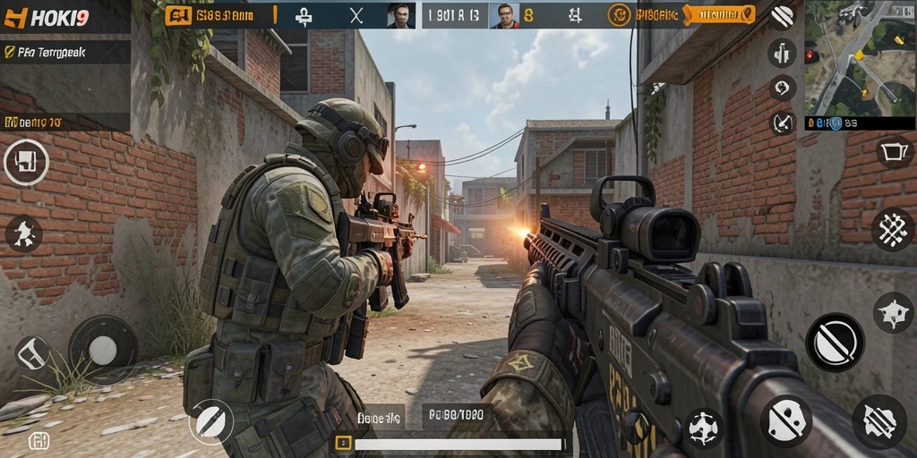 Menampilkan aksi seru dalam gameplay HOKI9 FPS.