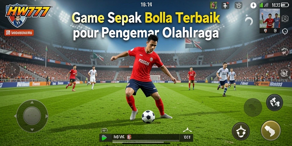 Screenshot utama HW777 menampilkan gameplay sepak bola yang realistis dan mendebarkan.