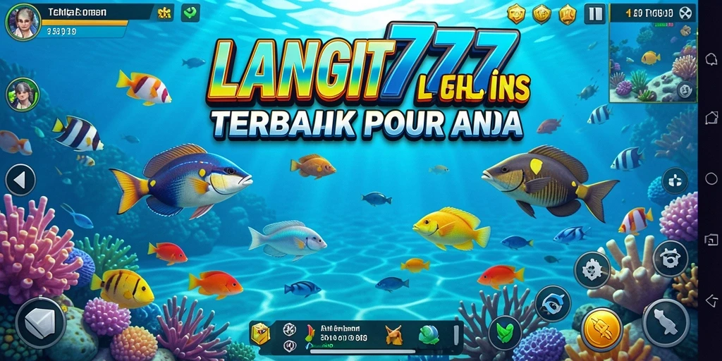 Tampilan gameplay seru LANGIT777 saat menembak ikan-ikan bergerak.