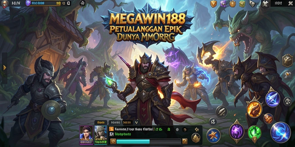 Screenshot gameplay MEGAWIN188 menunjukkan pertarungan epik dalam dunia MMORPG.