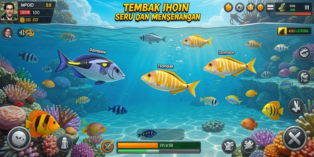 Screenshot MPOID menampilkan aksi seru dalam permainan Tembak Ikan.