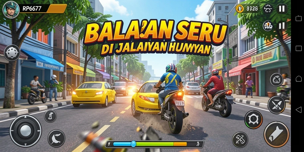 Screenshot dari gameplay balapan seru di RP6677.